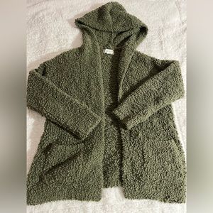 Pink Rose Hooded Green Cardigan